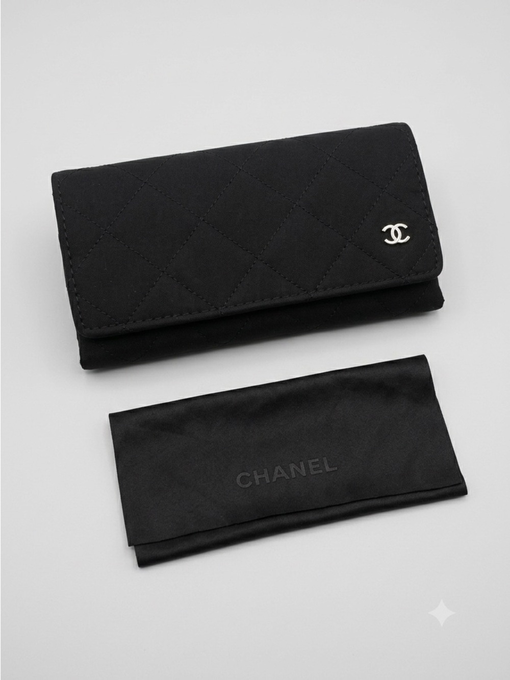 Chanel Black Quilted Eyeglasses Sunglasses Semi-Hard Case w/ Cleaning Cloth!